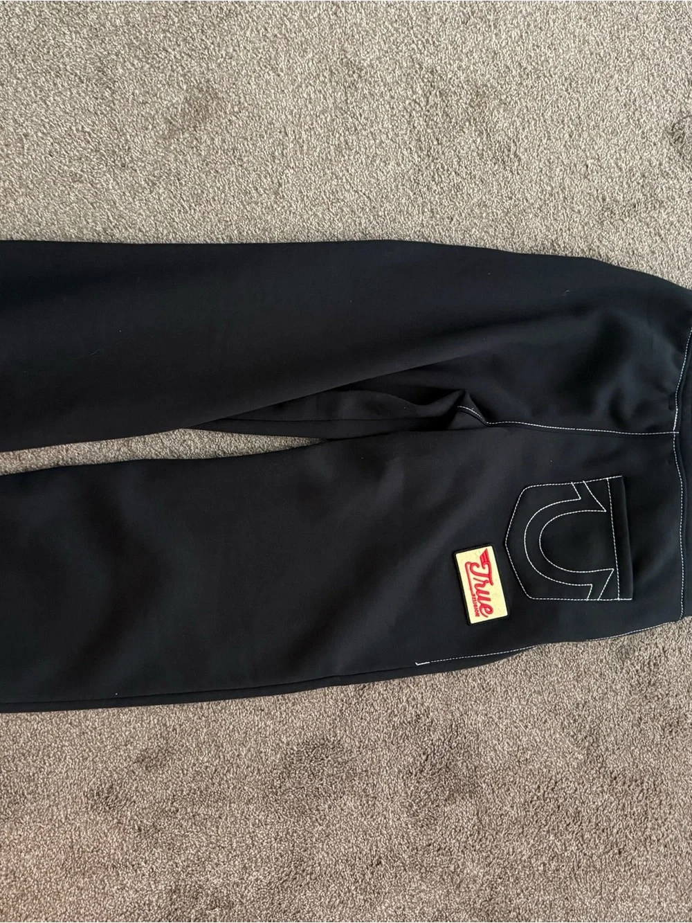 True Religion Black Zip-Up Hoodie with White Topstitching